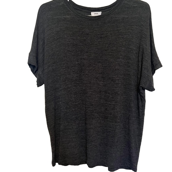 VINCE -Women’s Heathered Black Short Sleeve Tee Shirt Size M - Picture 7 of 11